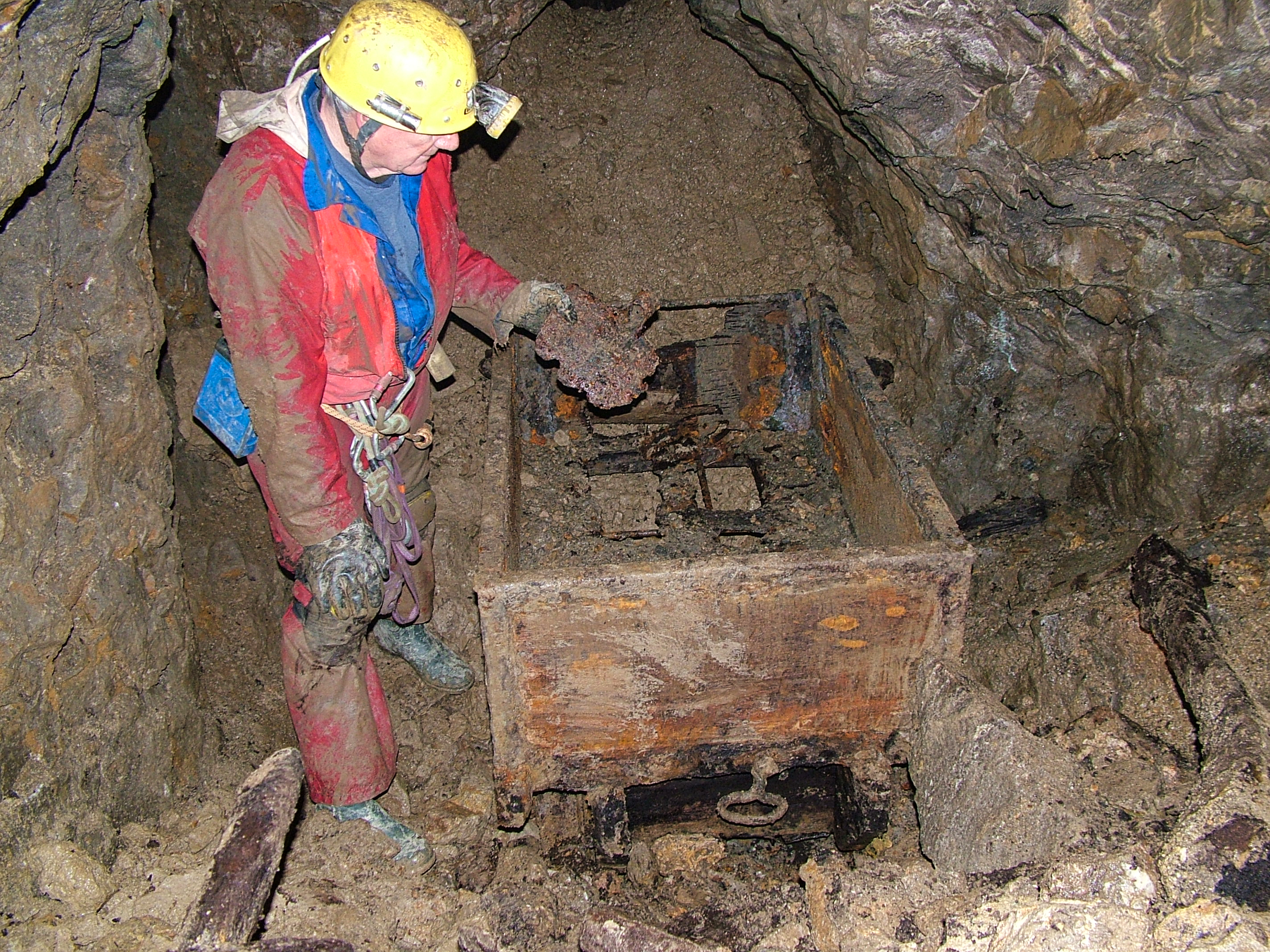 Brian Edwards inspecting the Penmorfa ore cart
